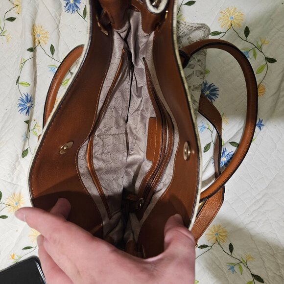 Large Cream Michael Kors Tote Purse - Picture 2 of 2